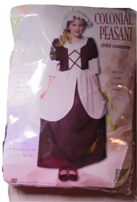 🦃 Nuevo Disfraz de Halloween CAMPESINO COLONIAL Niño * Talla Mediana (8-10) Foto 1 de 4