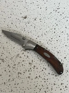 Winchester Fine Edge lock back Folding Pocket Knife wood handle — - Picture 1 of 10