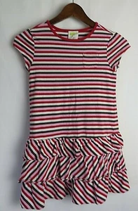 Crazy 8 Dress Drop Waist Cap Short Sleeve Ruffled Skirt Multi Stripe 7-8 #8627 - Picture 1 of 4