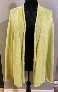 Eileen Fisher Open Front Cardigan Womens 3X Light Green 100% Cotton Sweater - Picture 1 of 9
