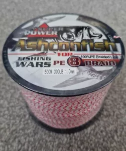 Ashconfish 8 Strand 500M 300lb PE Dynema Extreme Braided Fishing Line Red+white - Picture 1 of 2