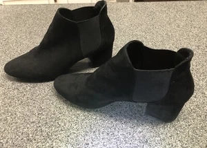H&M Black Faux Suede Heel Ankle Boots Pointed Toe Sz 8 - Picture 1 of 5