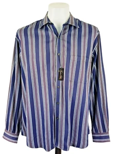TASSO ELBA Mens Blue Cotton LUXURY L/S EVENING DRESS SHIRT - XL - 54" - RRP £75 - Picture 1 of 13