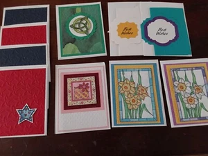 Juego de 10 tarjetas hechas a mano Best Wishes Flowers Stars con sobres texturizados en blanco - Imagen 1 de 4