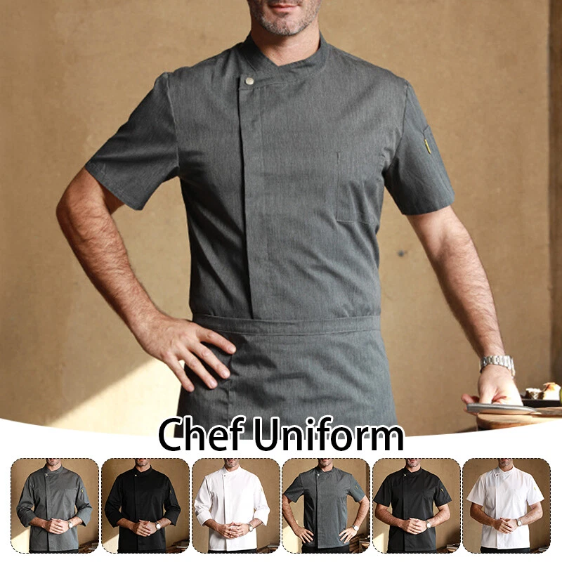 Men Chef Uniform Kitchen Jacket Coat Short/Long Sleeve Cooking Restaurant Top - Image 1 of 4