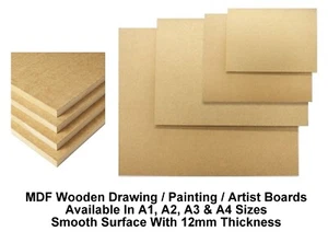 A4 A3 A2 A1 MDF Wooden Board Drawing Board Painting Artist Art (12mm Thick) - Picture 1 of 7