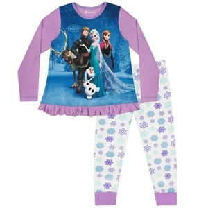 Disney Frozen Anna & Elsa Pyjamas Kids Girls Toddler 2-12 Years Loungewear Set - Picture 1 of 5