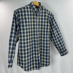 ST JOHNS BAY Button-Down Shirt Mens Medium Blue Long Sleeve Cotton Plaid Heavy - Picture 1 of 11