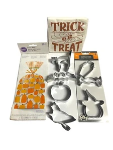 Halloween Metall Keksausstecher Set 7 Stück, 20 Servietten & 20 Wilton Partytaschen - Bild 1 von 8