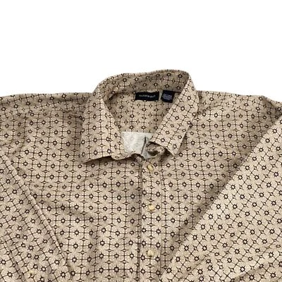 Harbor Bay 5X Shirt LS Geometric Pale Brown Black - Image 1 of 4