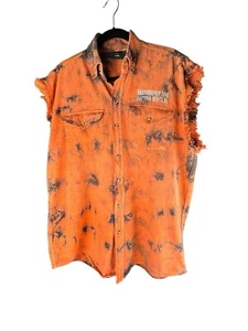 Bike Wear USA Orange Biketoberfest 2016 Daytona FL Sleeveless Button-up Size XL - Picture 1 of 15