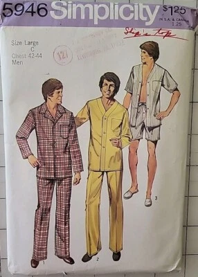 Vintage Simplicity 5946 Sewing Pattern From 1973 - Men's Pajamas Size Large - Image 1 of 3