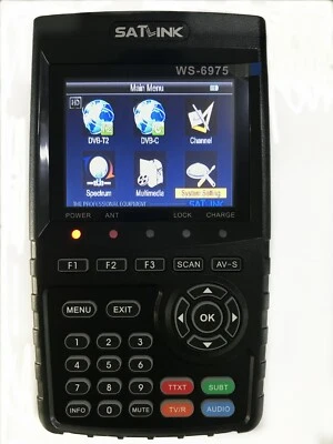 SATLINK WS-6975 DVB-T2/C Digital Terrestrial Meter Finder MPEG2/MPEG4,H.265 QPSK - Immagine 1 di 4