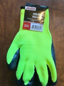 Banco de herramientas herrajes guantes de látex amarillo/negro talla única neón iridiscente - Imagen 1 de 3