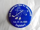 Cool Vintage 1989 Englehart 13th Pee Wee Ice Hockey Tournament Souvenir Pinback