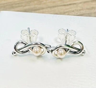 Pandora Infinity Knot Earrings #293761C01 +Free Box +Tag - Image 1 of 4