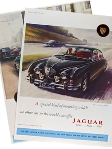 Jaguar Mark 2 Saloon 3.4 Saloon Luxury Car Set of 2 1961 Ads Punch UK 8.5x11" - Picture 1 of 3