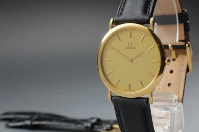 Vintage "Near Mint+++" OMEGA De Ville Cal.1378 Gold Round Quartz Men Watch JAPAN - Image 1 of 4