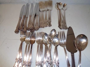 VINTAGE alter Gemeinschaft Teller Silber Besteck Rosen 45 Teile - Bild 1 von 5