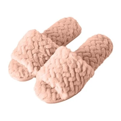 Pupeez Women Soft Comfy Patterned Fluffy Plush Slip On House Slipper - Image 1 of 4