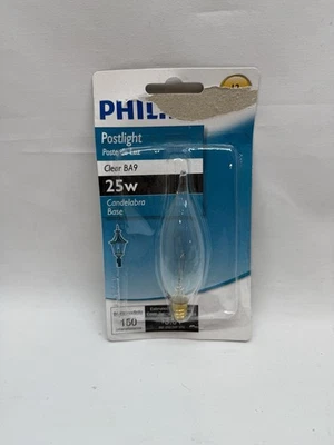 Philips Postlight Candelabra Base, Clear BA9, 25W Light Bulb, 150 Lumens - Image 1 of 2