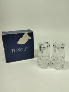 Towle Pelagia Full Lead Crystal 3" Stoppered Salt & Pepper Shakers Austria - Picture 1 of 7