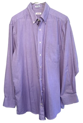 Izod  Wrinkle Free Twill Mens 16-32/33 Dress Shirt Purple Check Plaid Preppy - Image 1 of 4