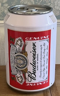 Budweiser Can Mini Fridge Cooler Retro Drinks Box Man Cave Working - Image 1 of 4