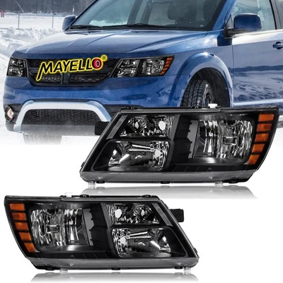 Faros para Dodge Journey 2009-2020 4 puertas negro carcasa faro izquierda+derecha Foto 1 de 4