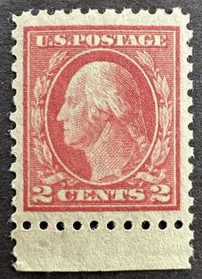 US 1916 Scott 463 Rose Red MNH Margin Stamp type I Washington - Image 1 of 2