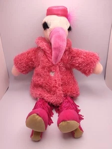 Jellycat Flamingo Pink Plush 13" Stuffed Animal Furcoat Fringe Boots  Hat  - Picture 1 of 11