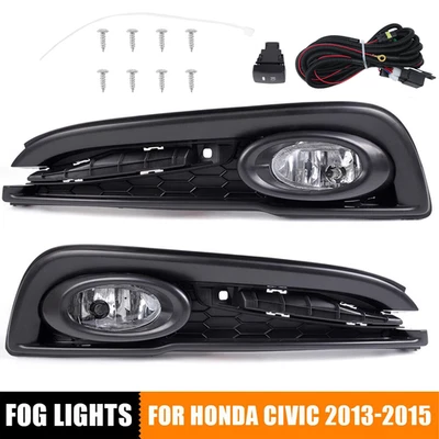 Faros antiniebla delanteros Fit 2013 2014 2015 Honda Civic sedán con cable + interruptor Foto 1 de 4