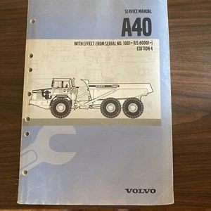 VOLVO A40 ARTICULATED DUMP TRUCK EDITION 4 SERVICE WORKSHOP REPAIR MANUAL BOOK - Picture 1 of 18