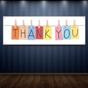 THANK YOU 1' X 3' Banner, 13oz Vinyl - FREE SHIPPING Party Present Home GIFT - Foto 1 di 5