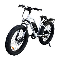 26" 750W Electric Bike Mountain Bicycle 48V/13Ah Fat Tire White E-bike