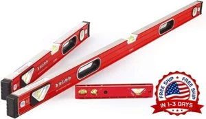 Nivel Torpedo Juego Niveles de Burbuja de 3 Piezas 9” 24” 48” Medicion Burbujas - Picture 1 of 8