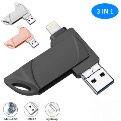 128GB 32GB USB Flash Drive High Speed Memory Stick Pen 3in1 For Android iPhone - Image 1 of 4