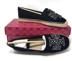 Tory Burch verziertes Espadrille Wildleder Juwel perfekt schwarz/Diamant Neu im Karton Größe 8,5 - Bild 1 von 11