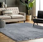 Grey 140 x 200cm Extra Soft Fluffy Shaggy Bedroom Rug Modern Anti slip Carpet