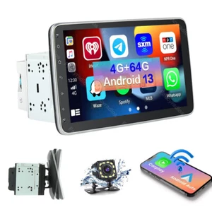 10.1'' 2 DIN Rotatable Android 13 Apple CarPlay Car Stereo Radio GPS WiFi Camera - Picture 1 of 15