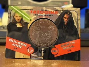 Topps 2015 Star Wars Chrome Perspectives Medallion Qui-Gon Jinn Darth Maul - Imagen 1 de 2