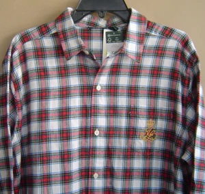NUEVO CON ETIQUETAS $59 CAMISA DE DORMIR RALPH LAUREN Talla L ALGODÓN SARGA Rojo Marfil a Cuadros LN31749 - Imagen 1 de 3