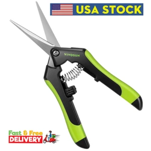 Gardening Scissors, 6.5 Inch Pruning Shears, Straight Stainless Steel Blade Tool - Picture 1 of 14