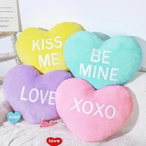 4Pcs Valentine'S Day Throw Pillows Conversation Hearts Fluffy Throw Cushion Colo - Picture 1 of 7