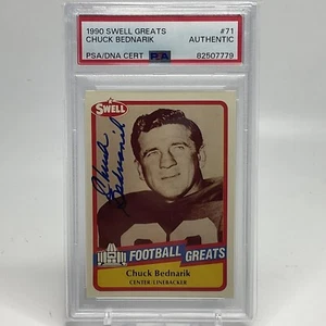 1990 Swell Greats Chuck Bednarik #71 Autograph PSA Authentic - Picture 1 of 2