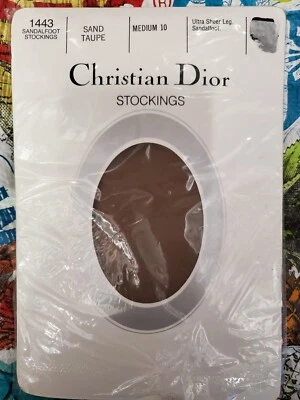 2 Pair Pk Christian Dior Thigh High Garter Stockings Medium SAND TAUPE  - Image 1 of 4