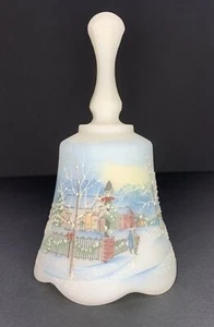 Fenton “Christmas Eve” Satin Bell 1991 Hand Painted Signed A. Farley Vintage 6”  - Picture 1 of 10