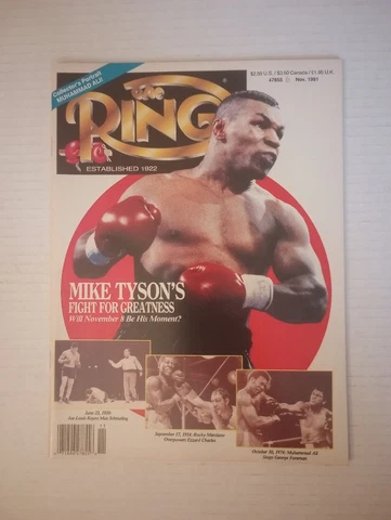 MIKE TYSON The Ring Magazine November 1991 MUHAMMAD ALI color poster inside VG Cover