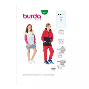 BURDA KIDS 9301 UNISEX SWEATSHIRT HOODIES Sewing Pattern Ages 7-14 Skill: EASY - Picture 1 of 4