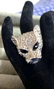 Silver Tone PANTHER Fashion Adjustable Ring - Picture 1 of 4